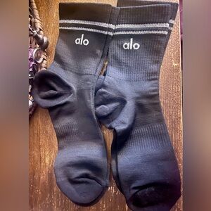 2- Pairs ALO Yoga Black Running Women's Socks